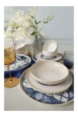 Service de table (24 pièces) - Blanc Bleu