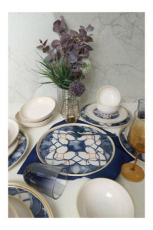 Service de table (24 pièces) - Blanc Bleu
