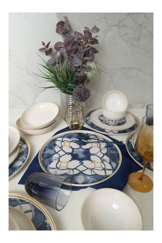 Service de table (24 pièces) - Blanc Bleu