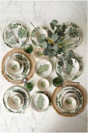 Service de table (24 pièces) - Blanc Vert
