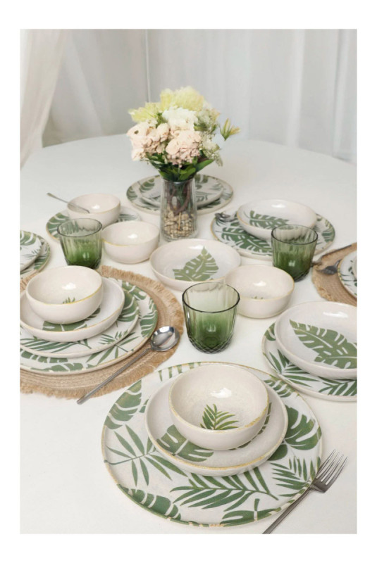Service de table (24 pièces) - Blanc Vert