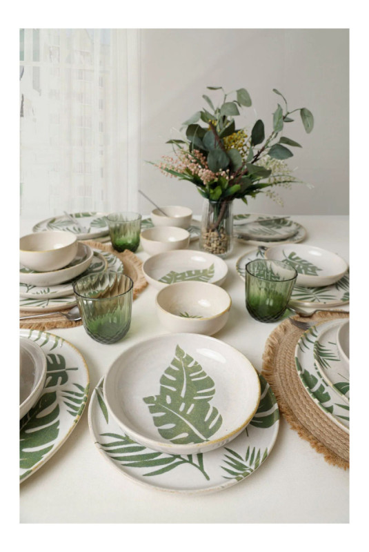 Service de table (24 pièces) - Blanc Vert
