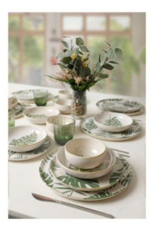 Service de table (24 pièces) - Blanc Vert