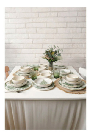 Service de table (24 pièces) - Blanc Vert
