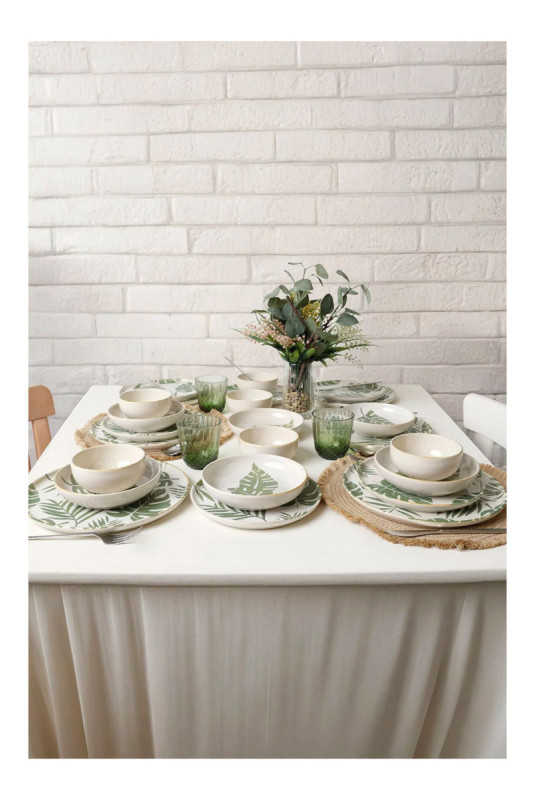 Service de table (24 pièces) - Blanc Vert
