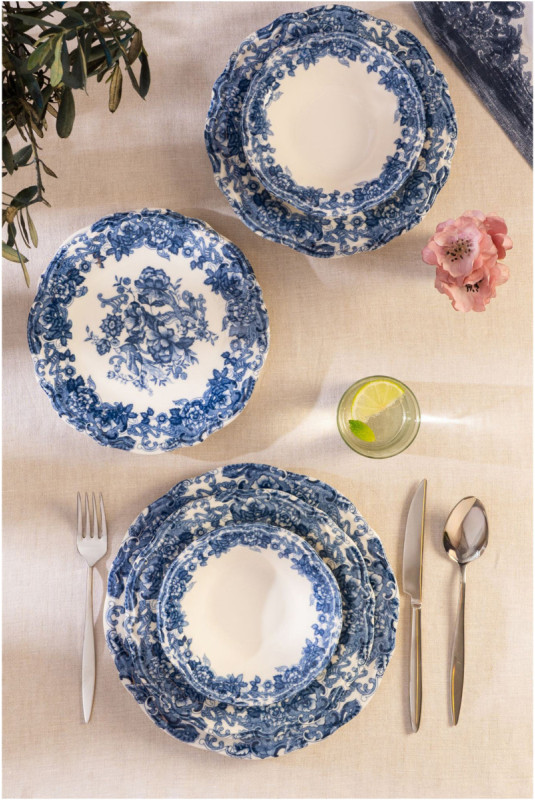 Service de table (24 pièces) - Blanc Bleu