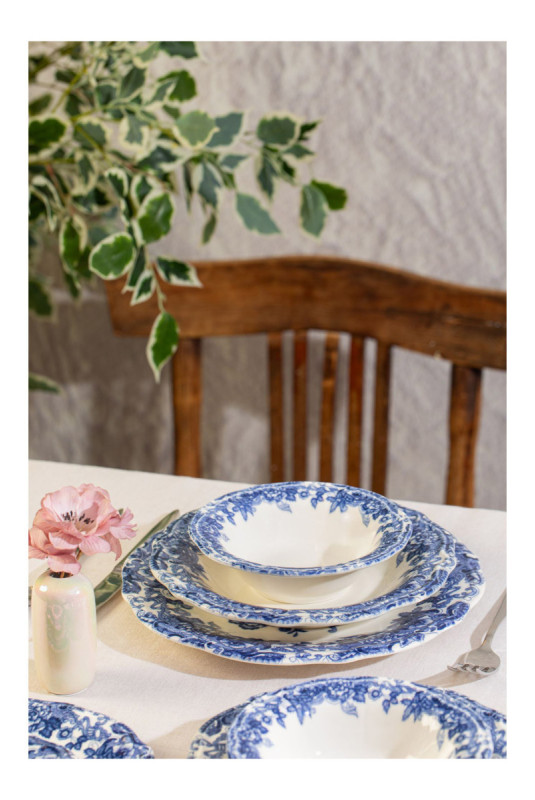 Service de table (24 pièces) - Blanc Bleu