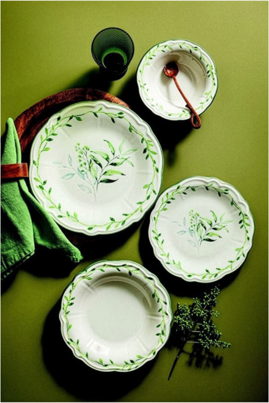 Service de table (24 pièces) - Blanc Vert