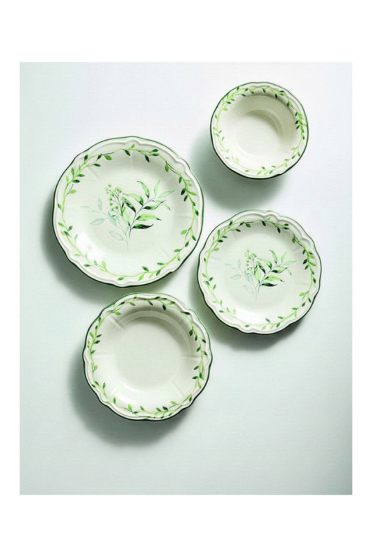 Service de table (24 pièces) - Blanc Vert