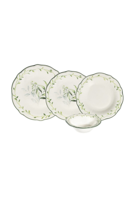 Service de table (24 pièces) - Blanc Vert