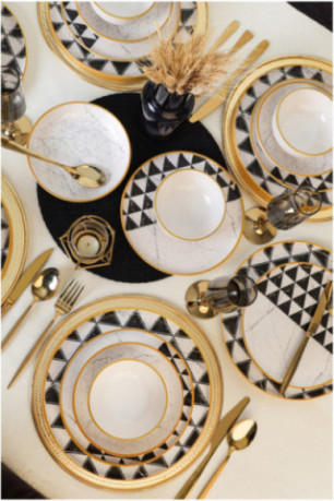 Service de table en céramique (24 pièces) - Blanc mat