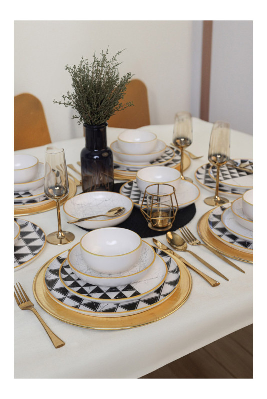 Service de table en céramique (24 pièces) - Blanc mat