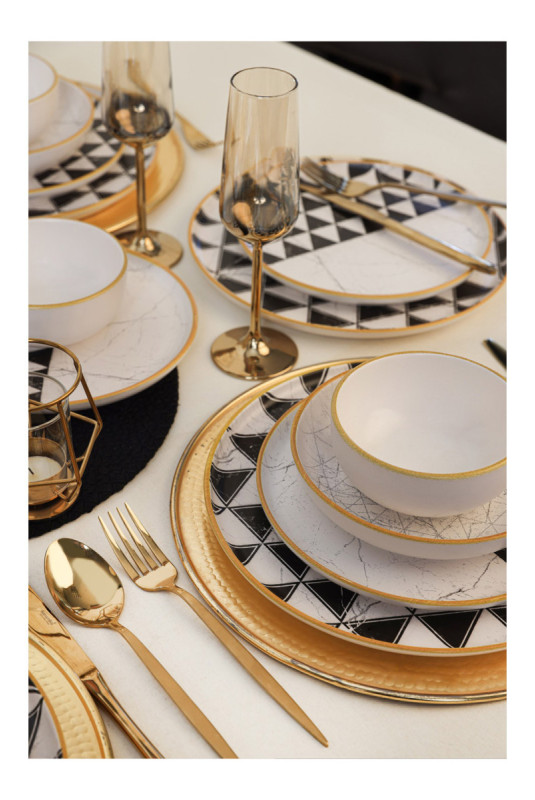 Service de table en céramique (24 pièces) - Blanc mat