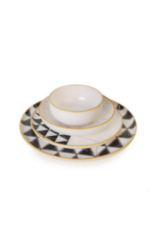 Service de table en céramique (24 pièces) - Blanc mat