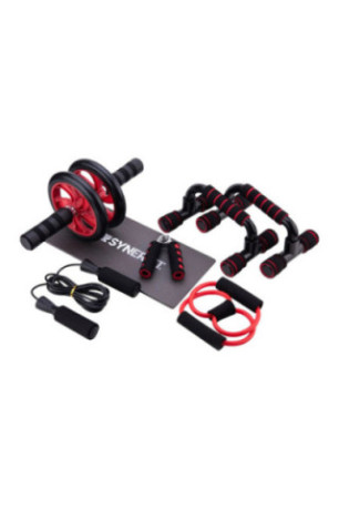 Pack d’Équipements d’Exercices Fitness 7 en 1 Rouge et Noir