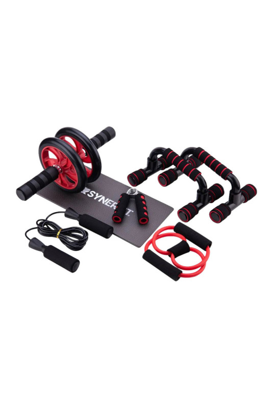Pack d’Équipements d’Exercices Fitness 7 en 1 Rouge et Noir