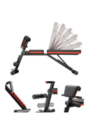 Banc de Musculation SYNERFIT Inclinable Réglable. multifonctions - noir/rouge