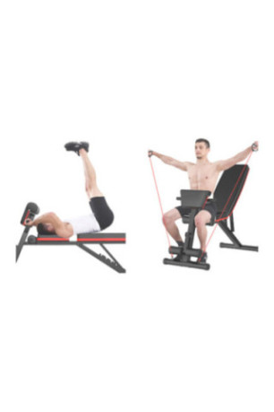 Banc de Musculation SYNERFIT Inclinable Réglable. multifonctions - noir/rouge