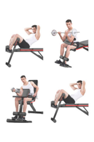 Banc de Musculation SYNERFIT Inclinable Réglable. multifonctions - noir/rouge