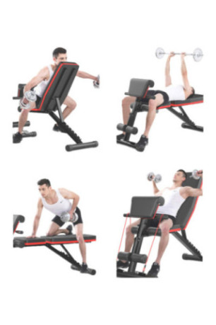 Banc de Musculation SYNERFIT Inclinable Réglable. multifonctions - noir/rouge