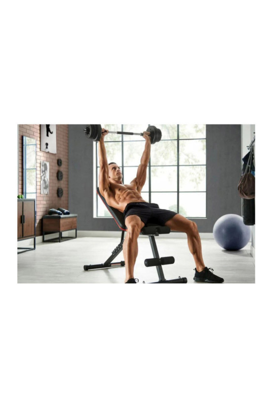 Banc de musculation pliable & multifonction Cobra - SYNERFIT - Noir/Rouge
