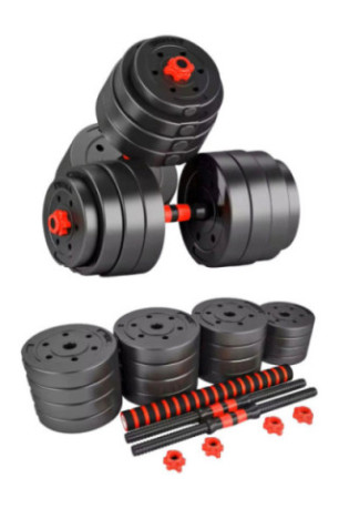 Haltere de Musculation SYNERFIT 2en1 - Reglable avec barre d'extension 20Kg