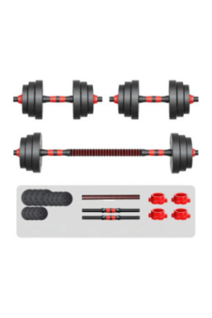 Haltere de Musculation SYNERFIT 2en1 - Reglable avec barre d'extension 20Kg