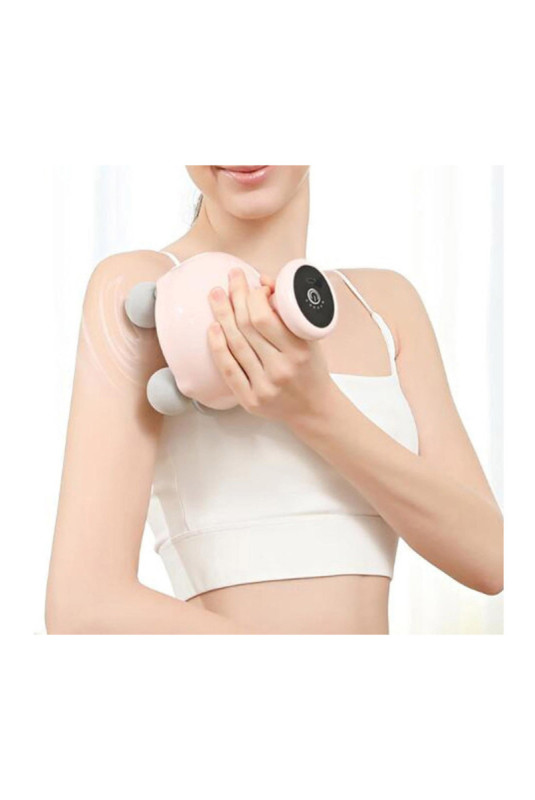 Mini masseur portatif vibrant 4 têtes 6 intensités Poudre