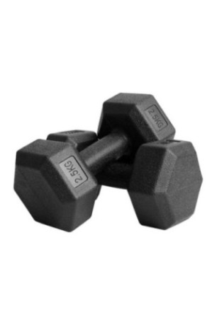 Lot de 2 haltères hexagonaux noirs 2 x 2.5 kg