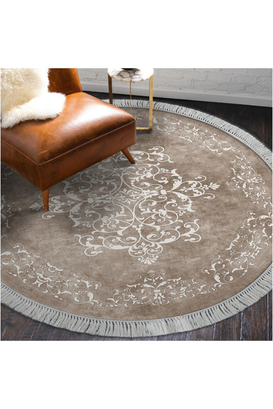 Tapis 160x160cm - Beige Blanc