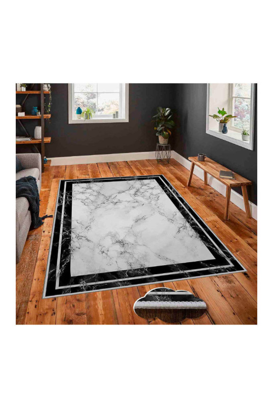 Tapis 50x80cm - Blanc Gris Noir
