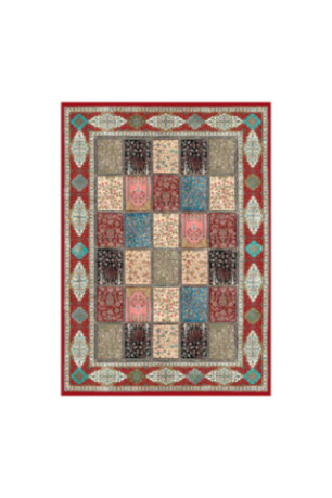Tapis 80x150cm - Beige Crème Bleu Rouge