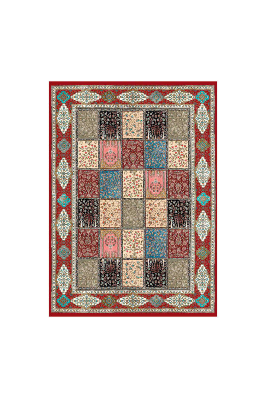 Tapis 80x150cm - Beige Crème Bleu Rouge