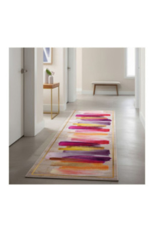 Tapis 80x250cm - Crème Orange Jaune Fuchsia
