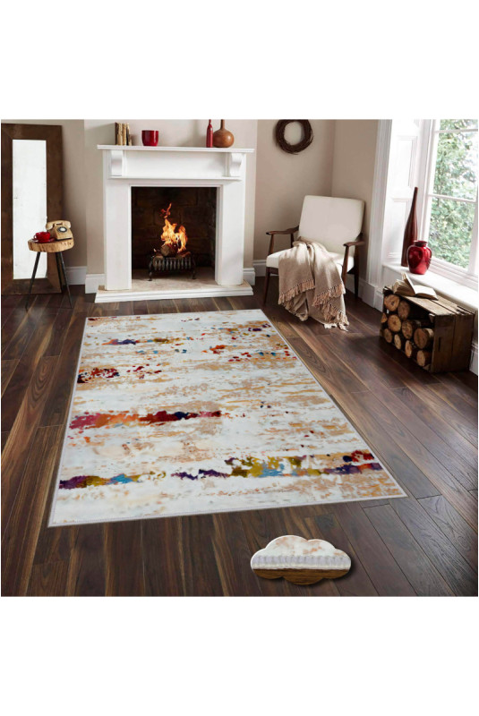 Tapis 40x60cm - Crème Beige Bordeaux Rouge Bleu Brun