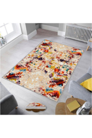 Tapis 40x60cm - Beige Jaune Bleu Rouge Brun