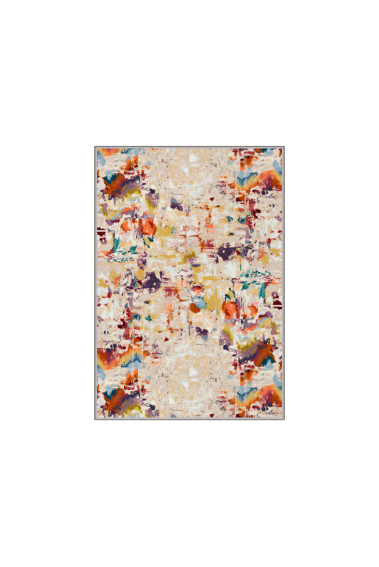Tapis 40x60cm - Beige Jaune Bleu Rouge Brun