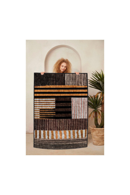 Tapis 50x80cm - Blanc Orange Marron Noir