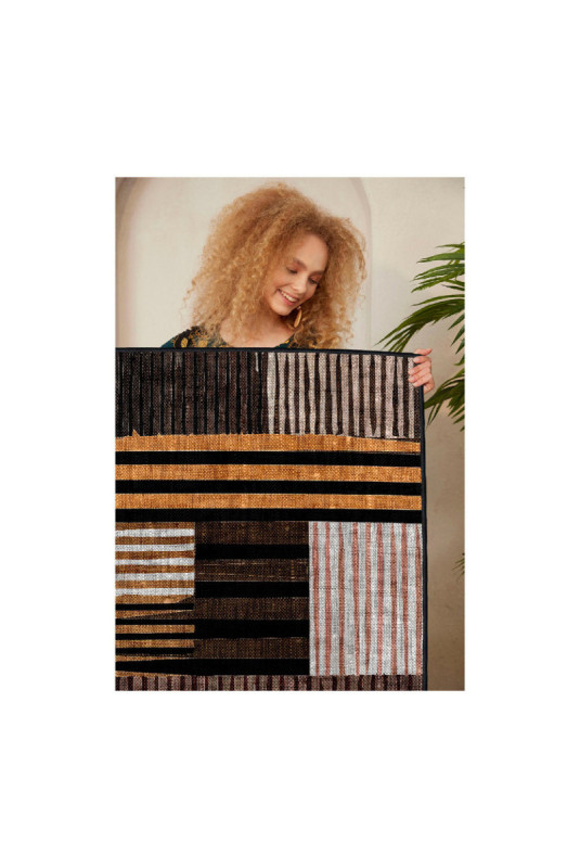 Tapis 50x80cm - Blanc Orange Marron Noir
