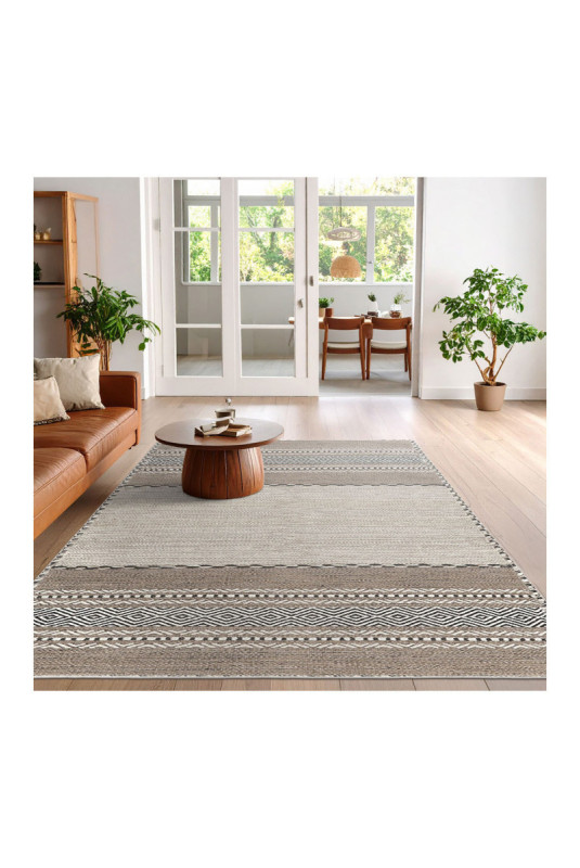 Tapis 50x80cm - Beige. marron. noir