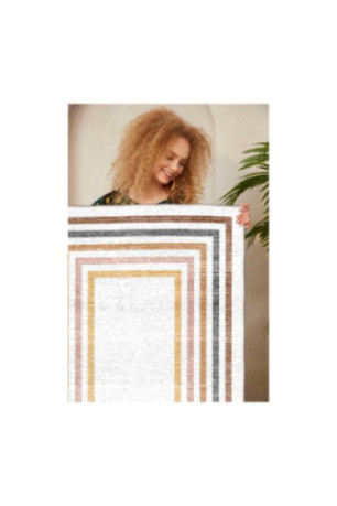 Tapis 80x150cm - Crème Jaune Tuile Rouge Orange Noir
