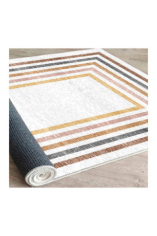 Tapis 80x150cm - Crème Jaune Tuile Rouge Orange Noir