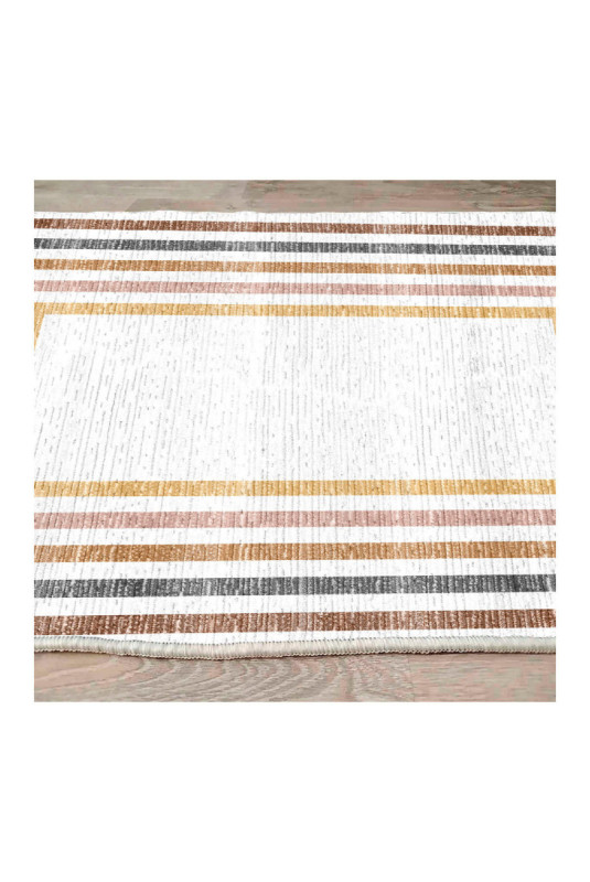Tapis 80x150cm - Crème Jaune Tuile Rouge Orange Noir
