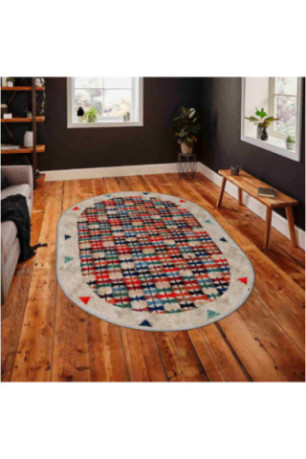 Tapis 80x150cm - Beige Vert Rouge Noir