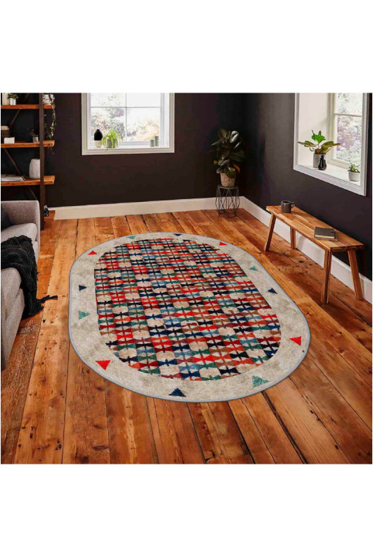 Tapis 80x150cm - Beige Vert Rouge Noir