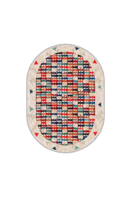 Tapis 80x150cm - Beige Vert Rouge Noir