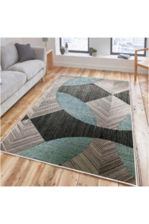 Tapis 80x150cm - Bleu Gris Noir