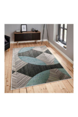 Tapis 80x150cm - Bleu Gris Noir