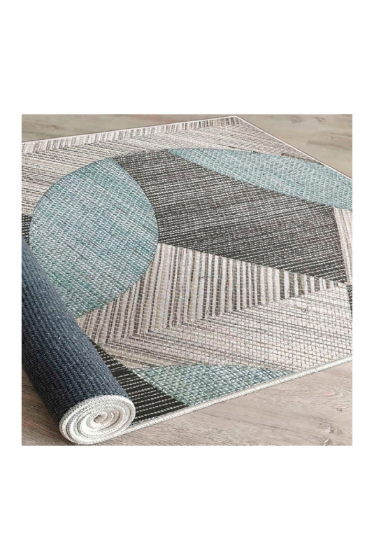 Tapis 80x150cm - Bleu Gris Noir