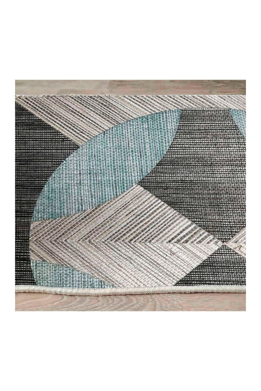 Tapis 80x150cm - Bleu Gris Noir